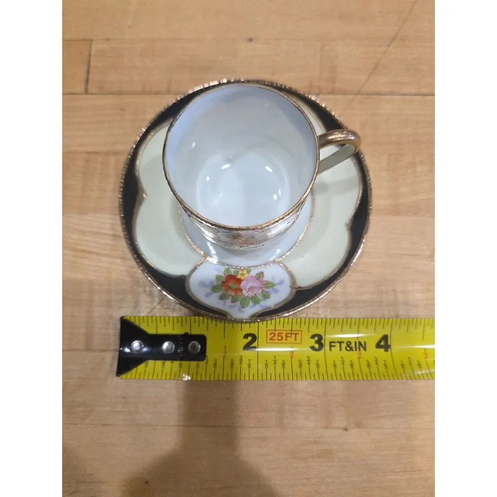 Vintage Ardalt Occupied Japan Demitasse Cup Saucer Set Hand Painted Floral 6075